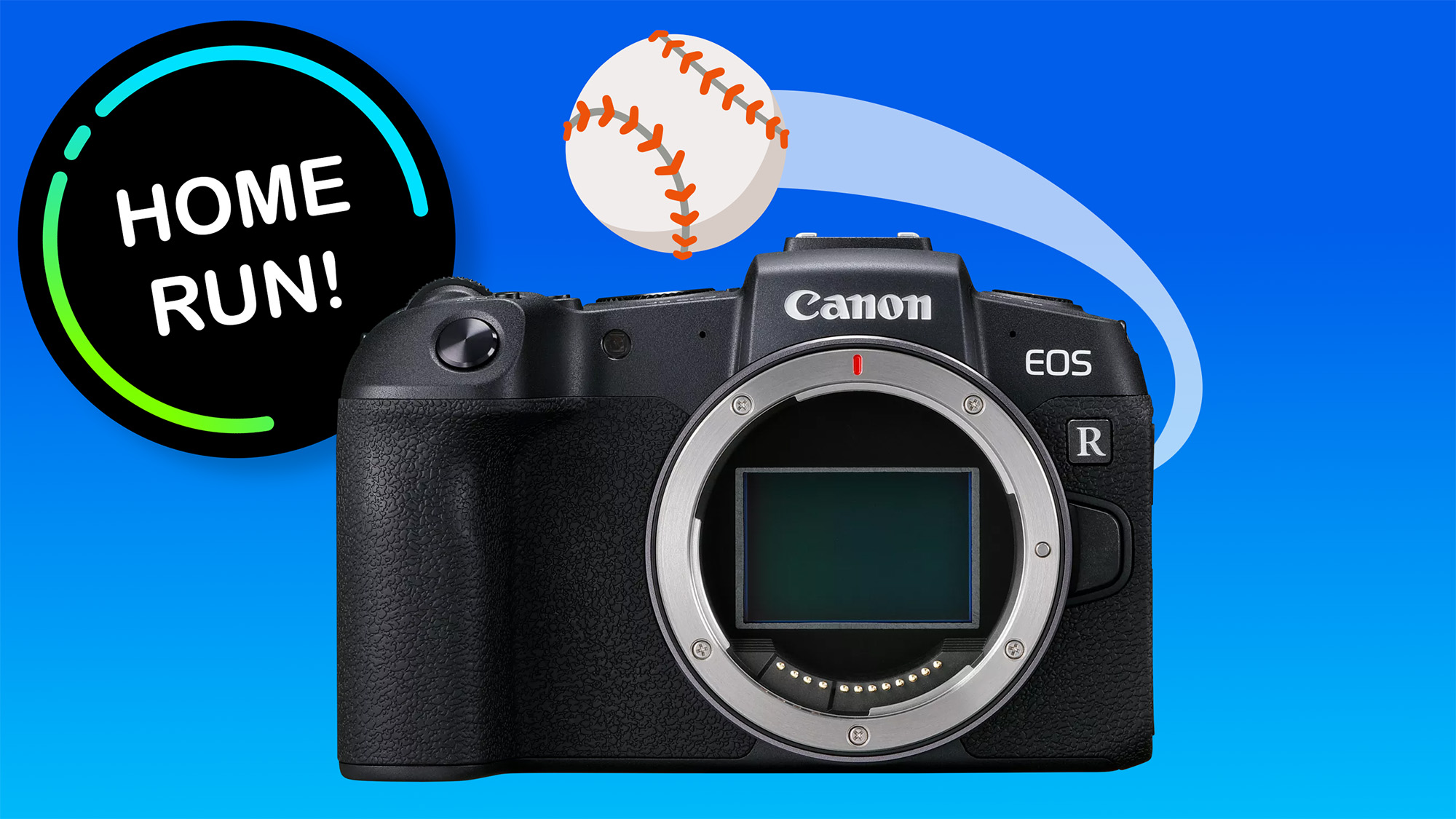 Canon EOS RP with baseball and roundel