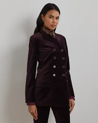 Double Breasted Velvet Blazer