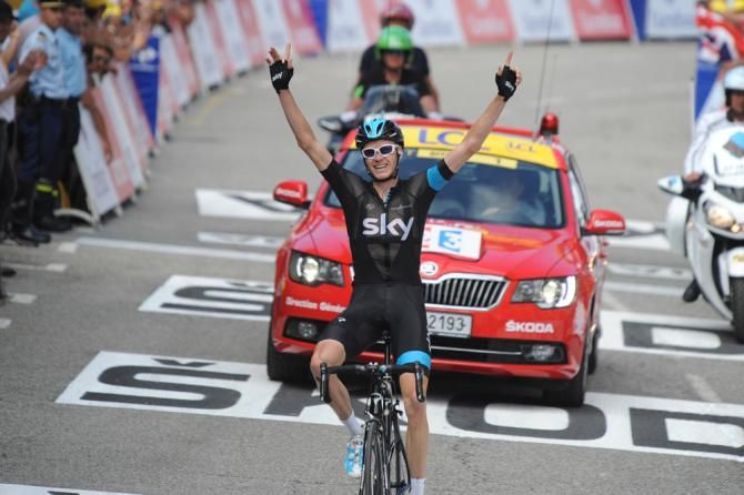 A happy Chris Froome (Sky) took a decisive solo victory at Ax 3 Domaines, the first mountain finish of the 2013 Tour.