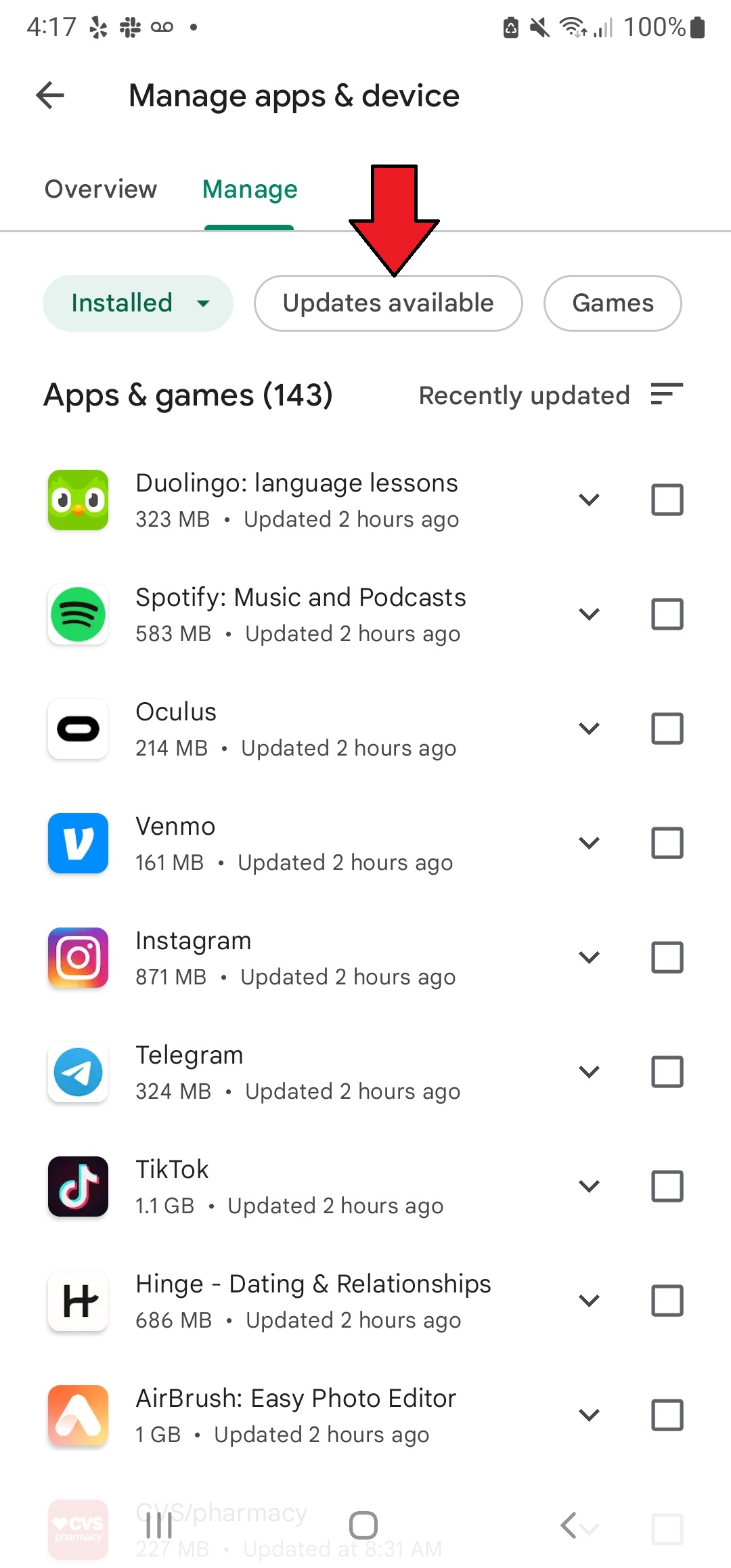 How to update apps on Android