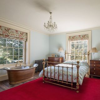 bedroom with wooden table