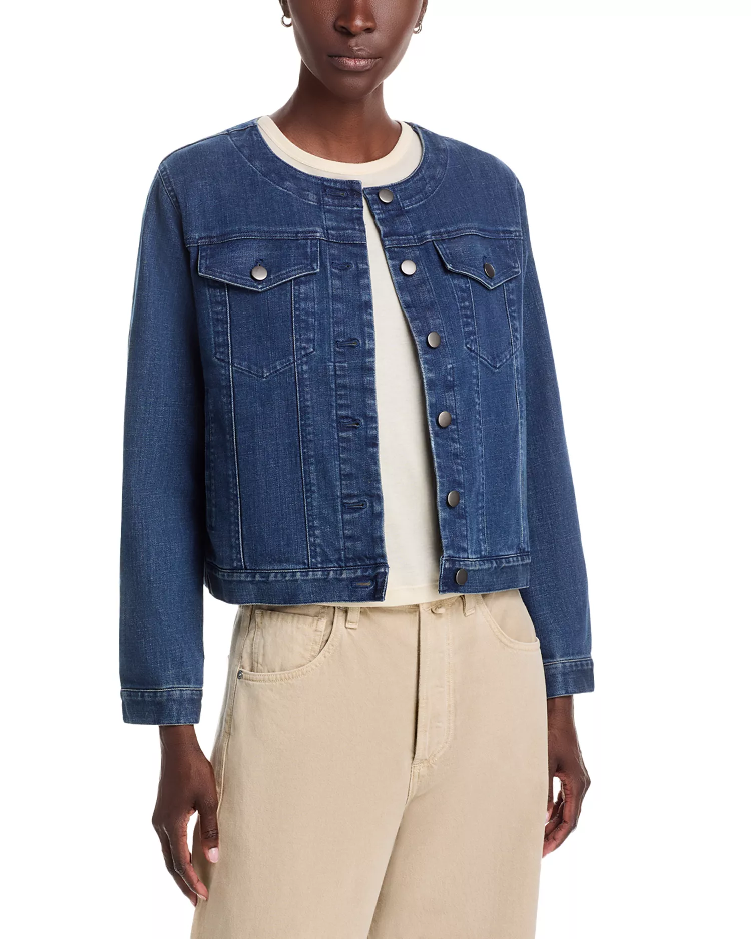 Round Neck Jean Jacket