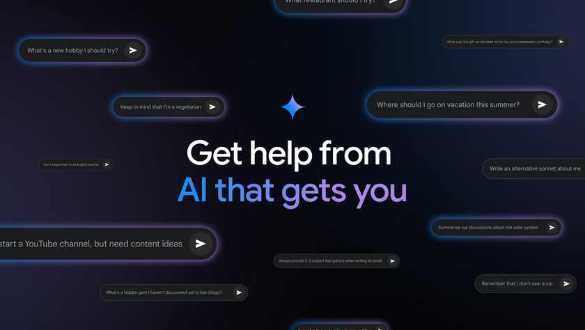 Google Gemini with Search history access. Image says &quot;Get help from AI that gets you&quot;