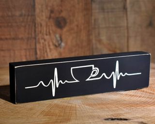 Coffee Heartbeat Wooden Sign - Shelf Sitter