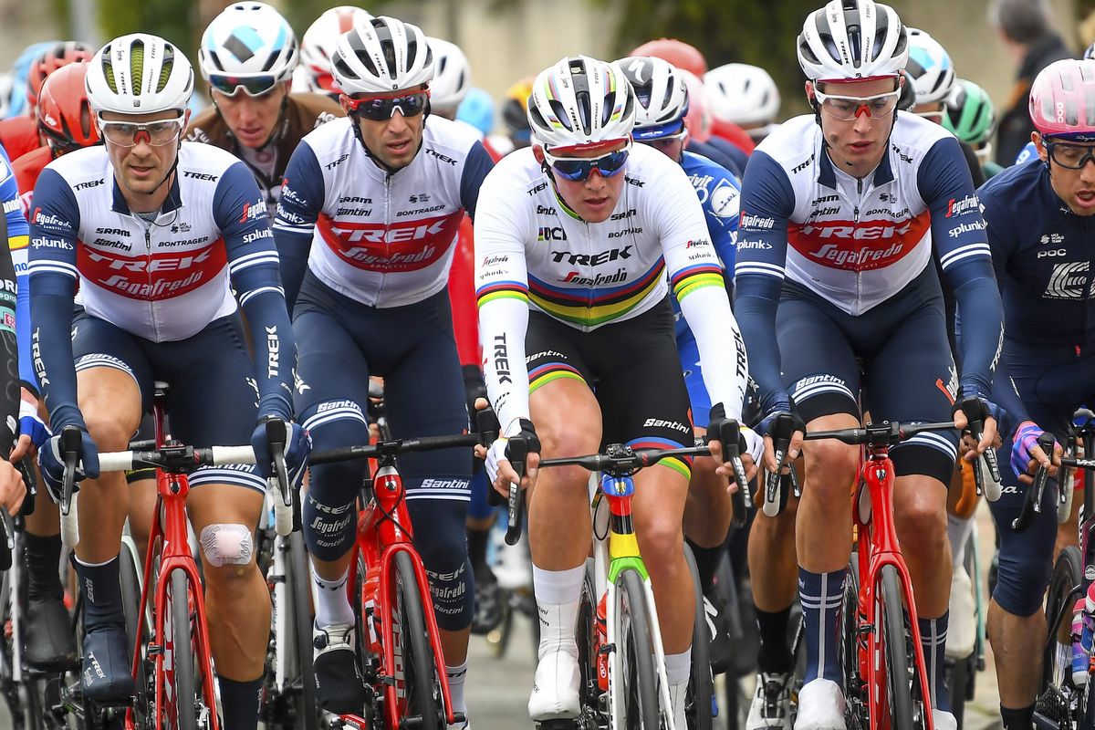 Trek-Segafredo&#039;s Vinceno Nibali and Mads Perdersen during stage 1 at Paris-Nice