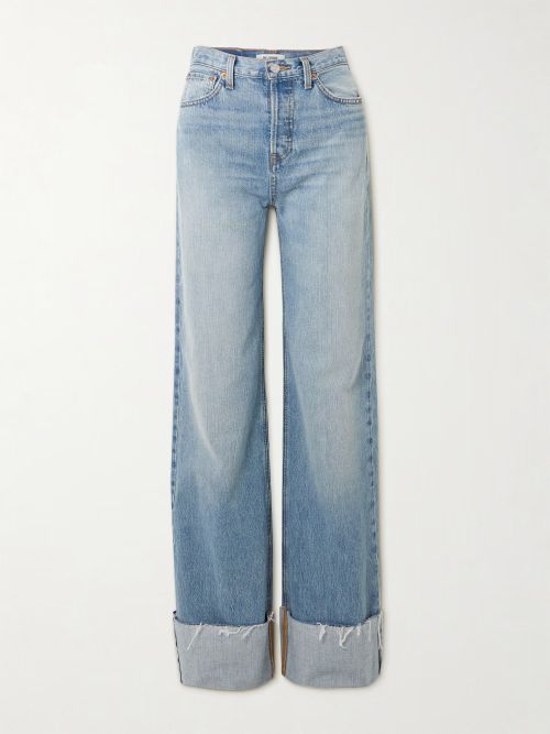 Distressed High-Rise Wide-Leg Jeans