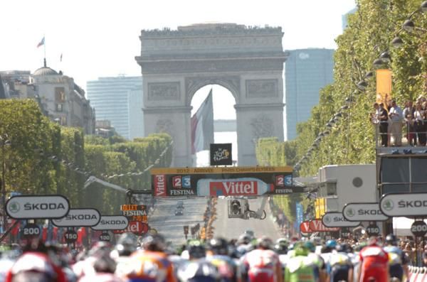 The Tour de France peloton reach Paris