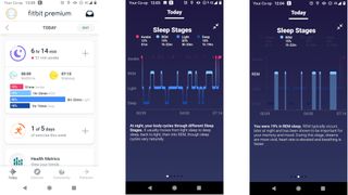 Nightly sleep data in the Fitbit app
