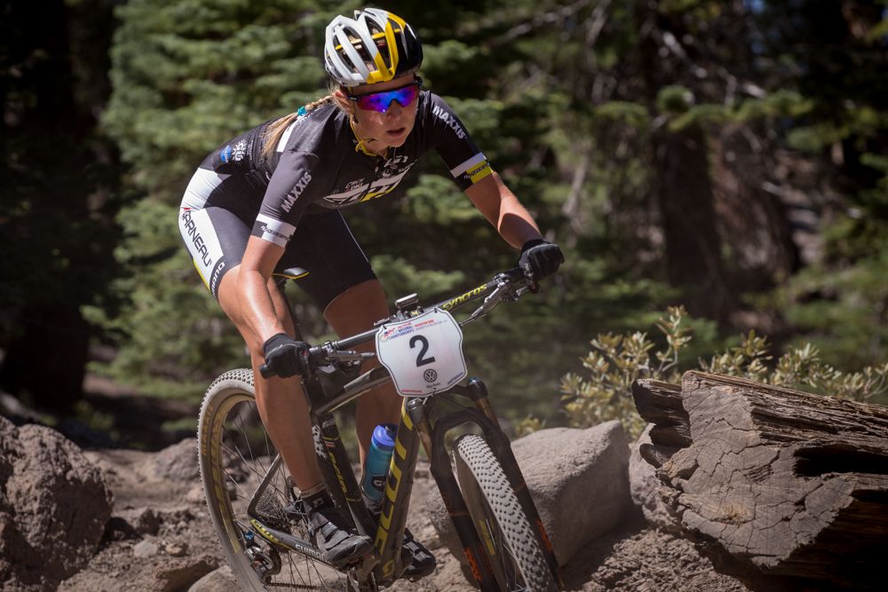 Erin Huck rode to a silver medal in the pro women&acirc;s cross-country.