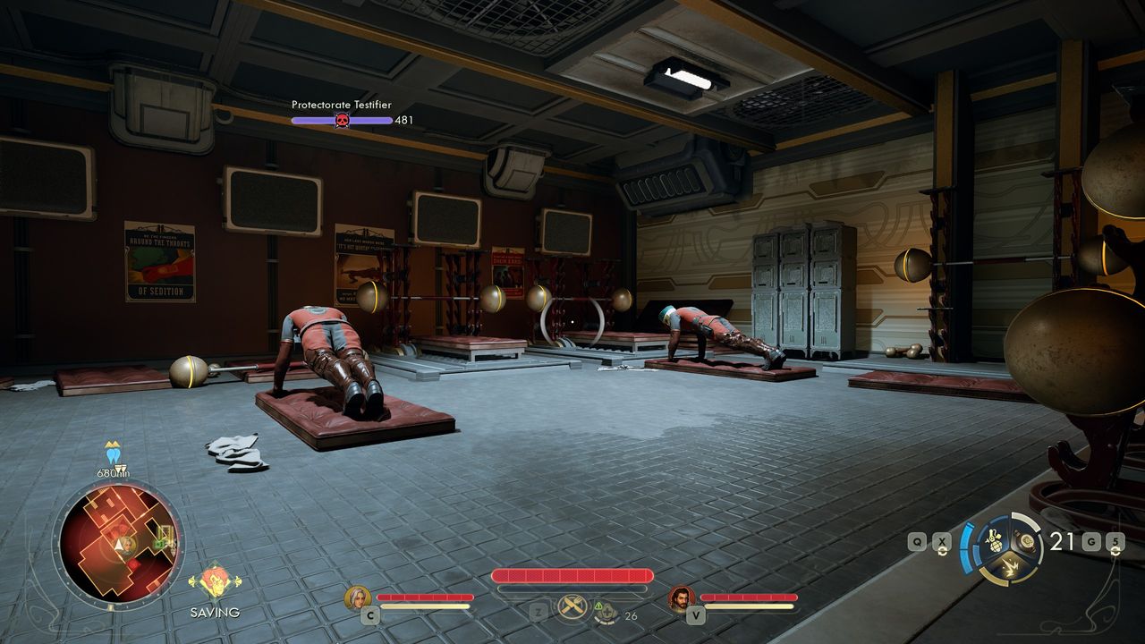 View of ingame gymnasium in The Outer Worlds 2