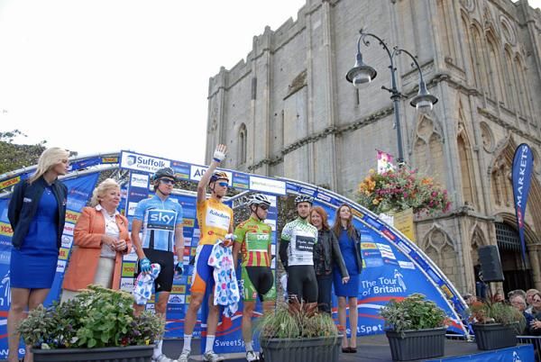 The jersey holders are presented to the crowd at Bury St Edmunds.