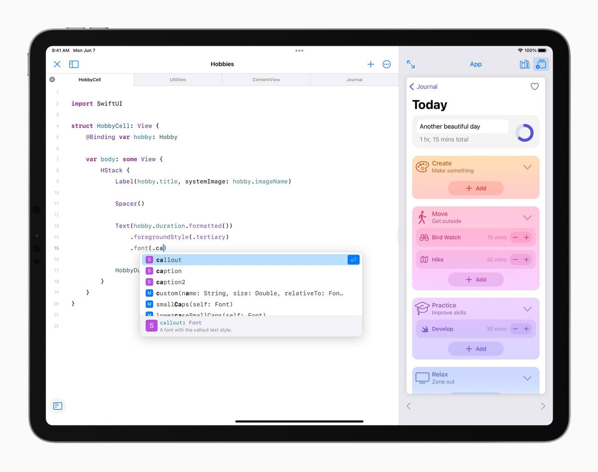 Apple Ipadpro Ipados15 Swiftui Code Completion