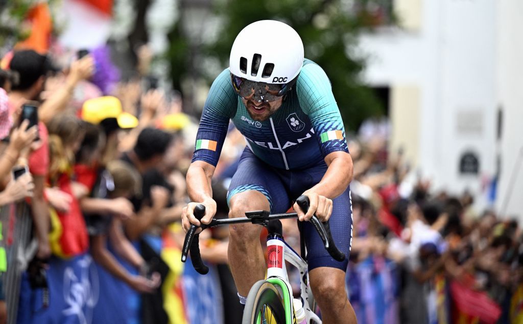 Ben Healy (Ireland) on the attack during the Olympic road race