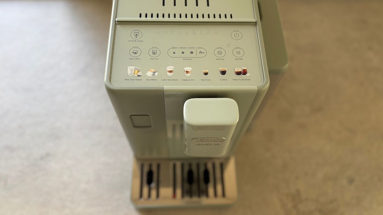 The control panel on the De'Longhi Rivelia Start Coffee Machine on the counter
