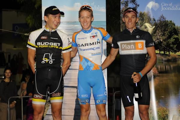 Podium (L-R): Daniel Braunstein (Budget Forklifts), Cameron Meyer (Garmin-Transitions) and Anthony Giacoppo.