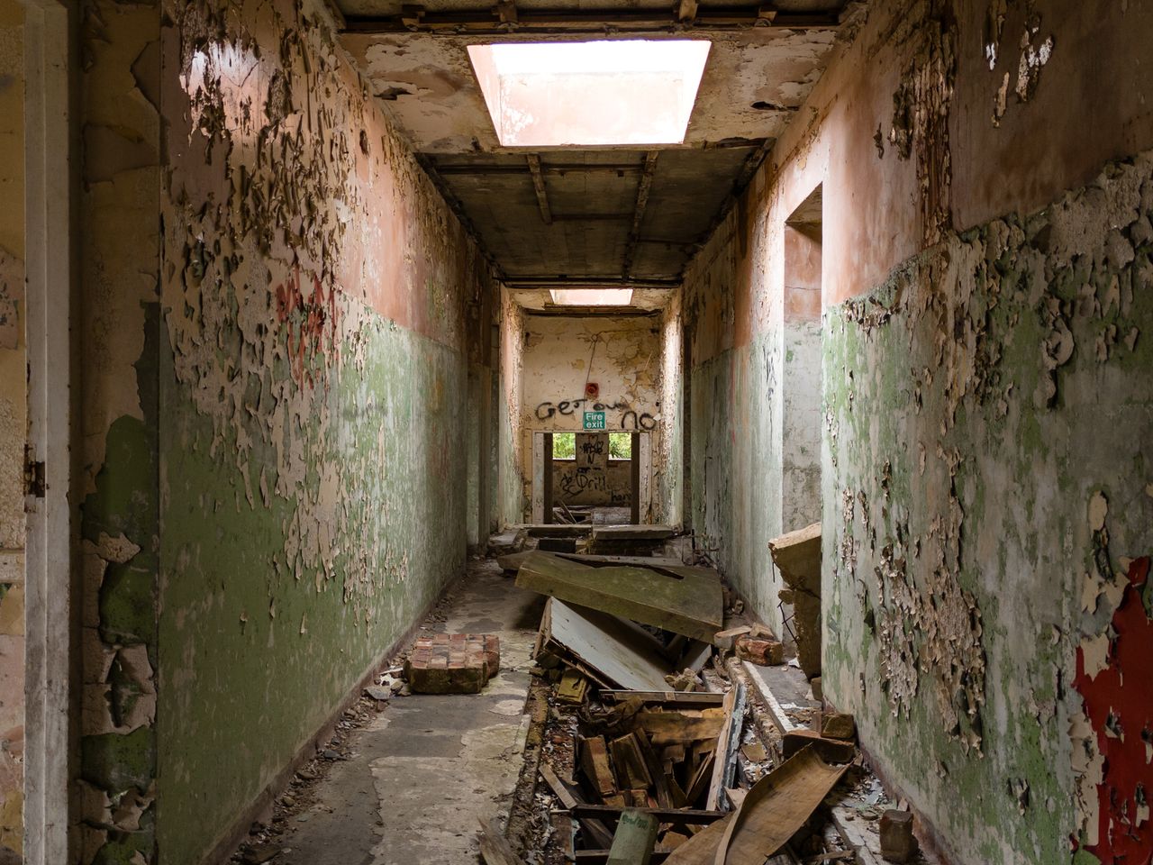 Photo of the interior of a derelict building taken with the DJI Mini 4 Pro