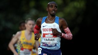 Mo Farah of Great Britain in action in the Mens International race A during the Muller British Athletics 10,000m Championships & European Athletics 10,000m Cup 2021