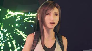 FF7 Rebirth Tifa romance guide - Tifa, as she accompanies Cloud on a date in the Gold Saucer's Skywheel