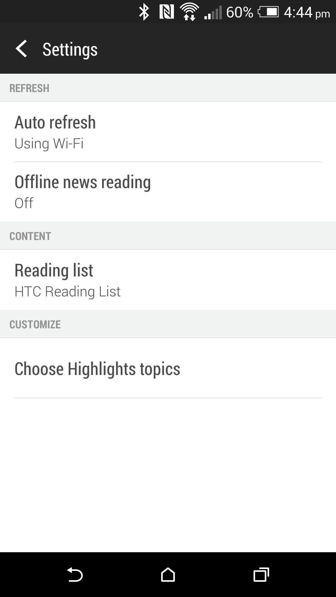 Sense 6.0 Blinkfeed settings