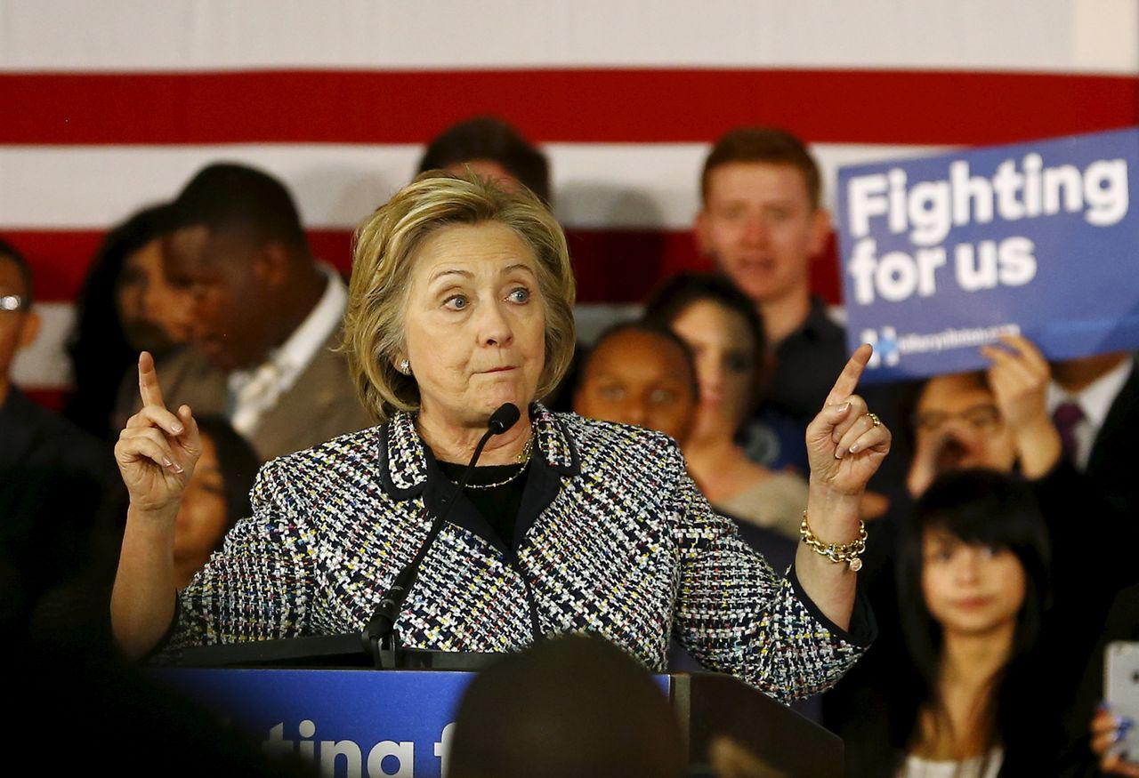 Hillary Clinton gives a stump speech in Texas