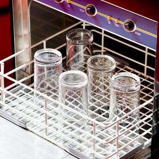 kitchen glasswasher with glasses
