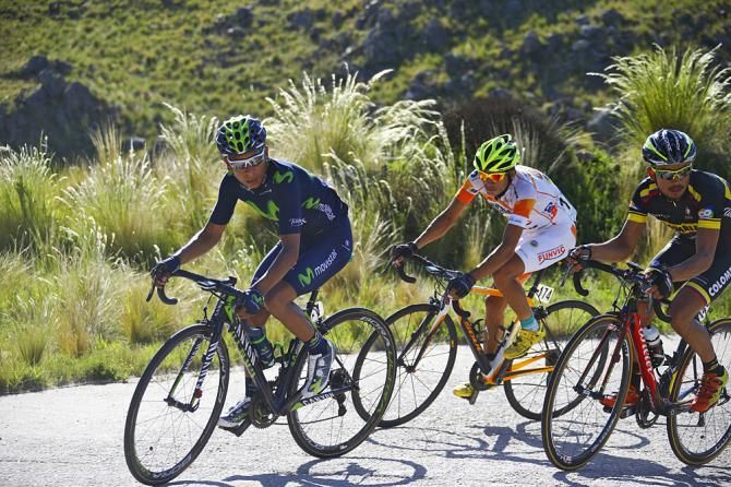 Nairo Quintana (Movistar) leads the group