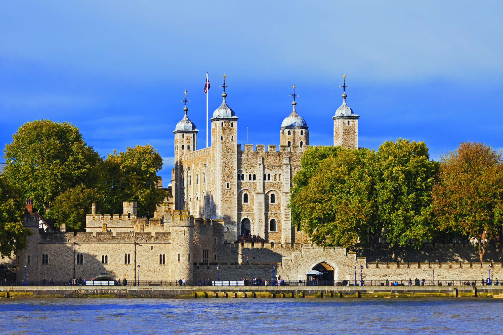 A view of the Tower of London from the south bank of the Thames