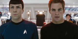 Zachary Quinto and Chris Pine as Spock and Captain Kirk in Star Trek 2009