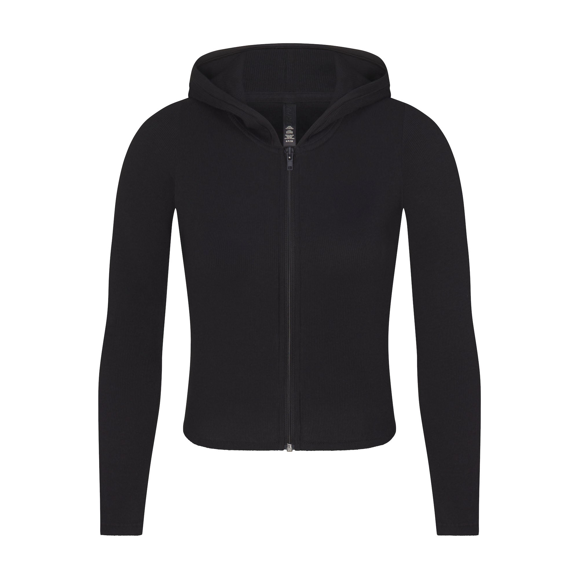 COTTON RIB ZIP UP HOODIE | SOOT