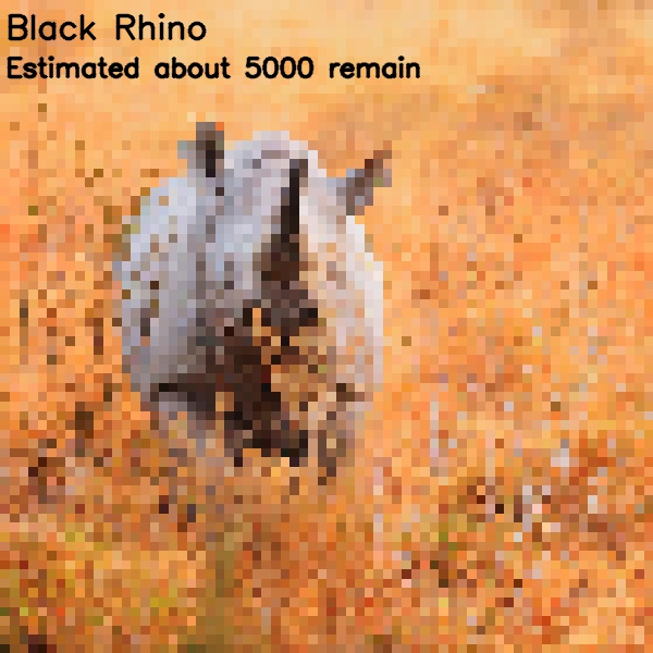 Pixelated images of endanger species