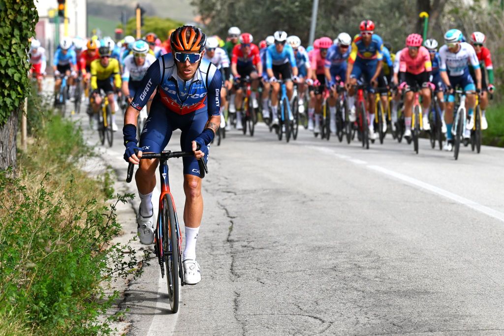 Alessandro De Marchi (JaycoAlUla) attcks to join the break of the day