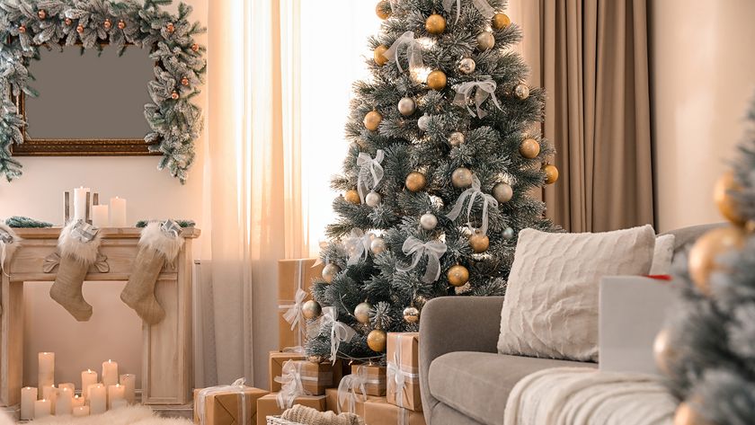 Christmas tree in decorated living roo