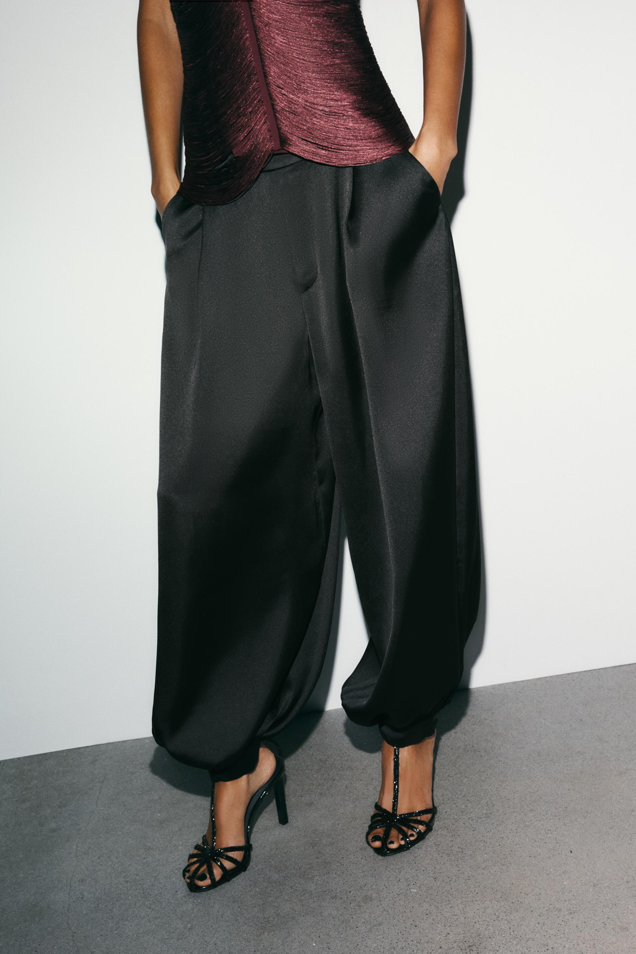 Pleated Satin Pants