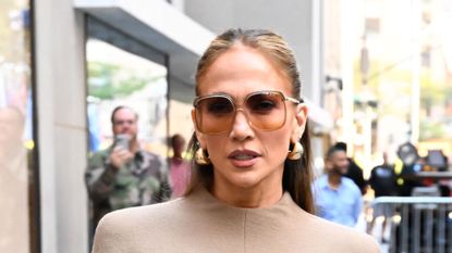 Jennifer Lopez wearing fur-trimmed co ord on 6 October, 2025