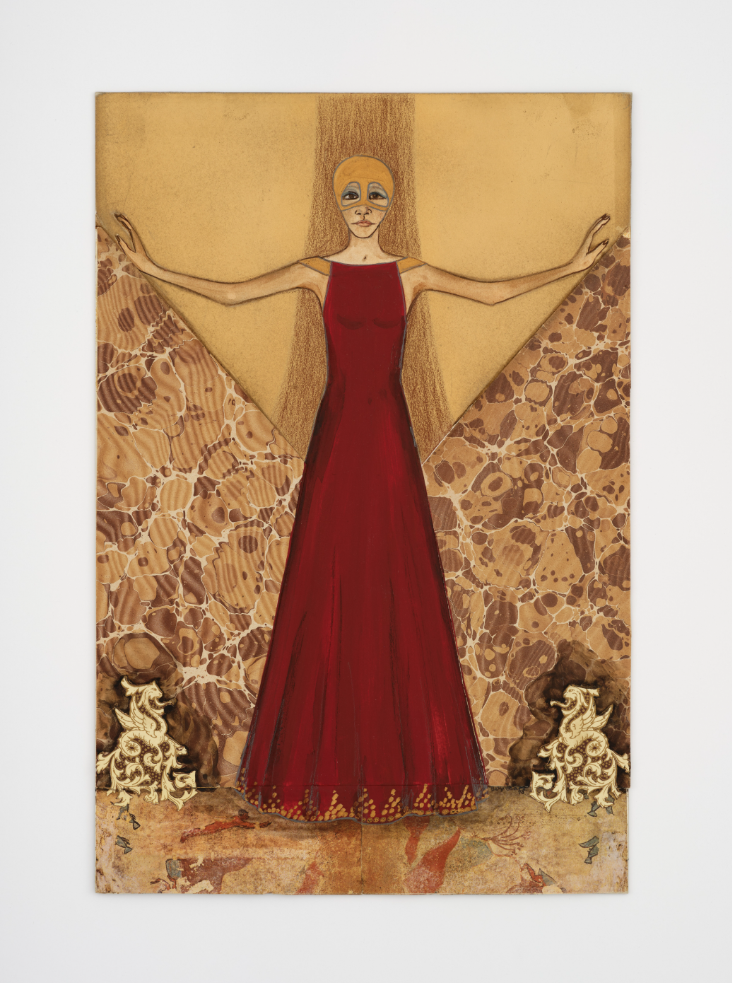 woman in red dress