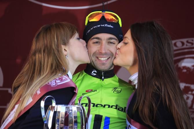 Moreno Moser (Cannondale) on the podium after his win