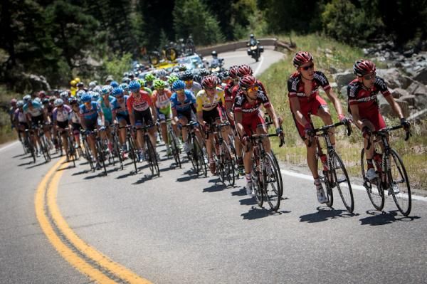 Race leader Tejay van Garderen's BMC team sets tempo in the peloton on stage 6.