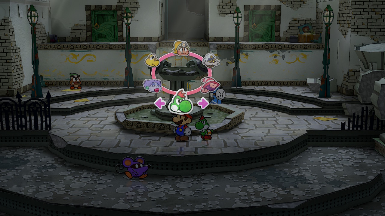 A screenshot from Paper Mario: The Thousand-Year Door showing the new Partner Ring in action