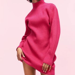 pink turtleneck dress
