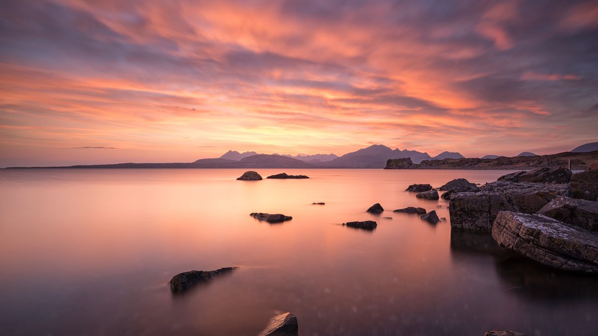 Sunset on the Isle of Skye in Scotland.