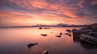 Sunset on the Isle of Skye in Scotland.