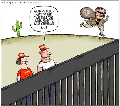 Political Cartoon U.S. Bannon Trump MAGA wall