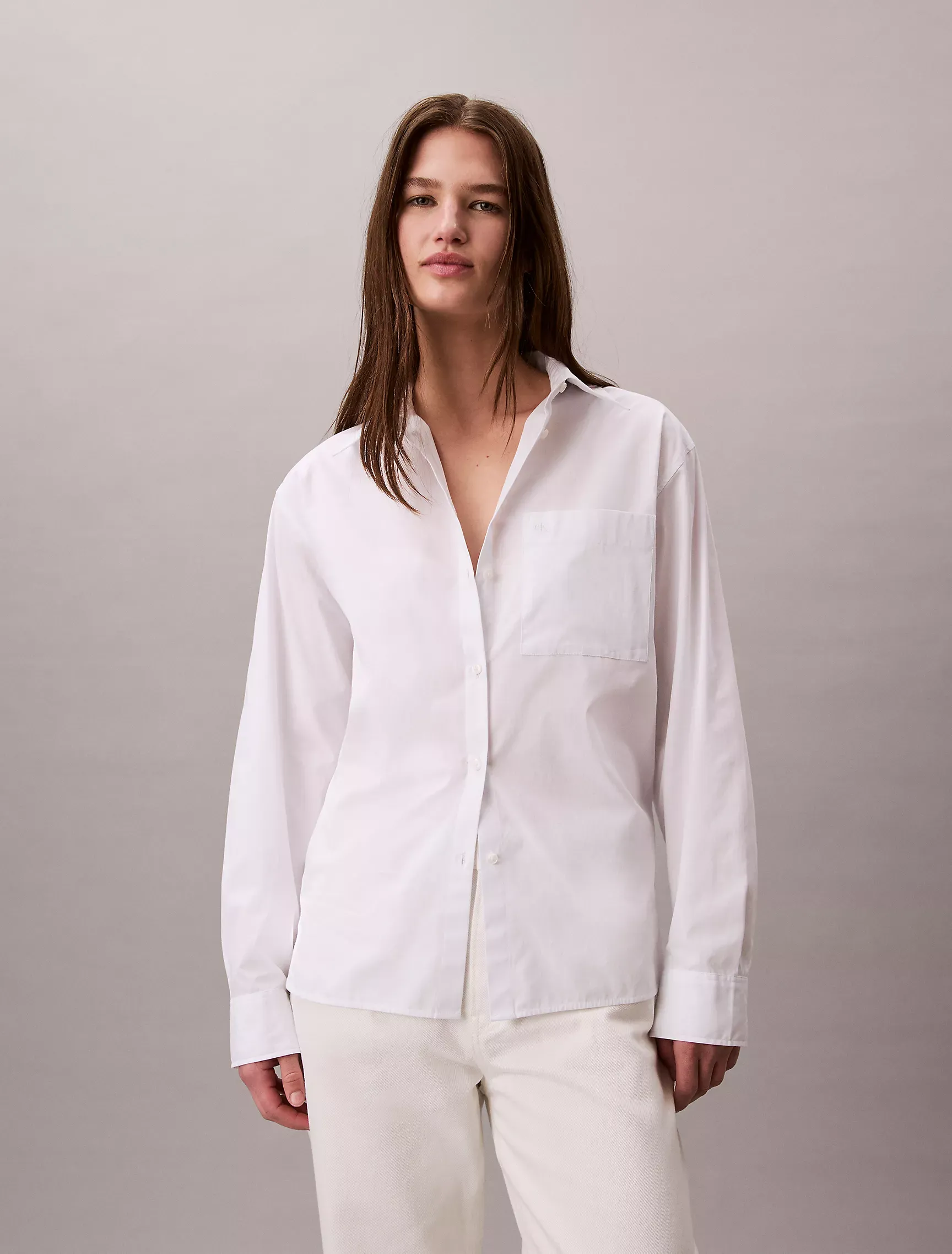 Cotton Poplin Relaxed Button-Down Shirt