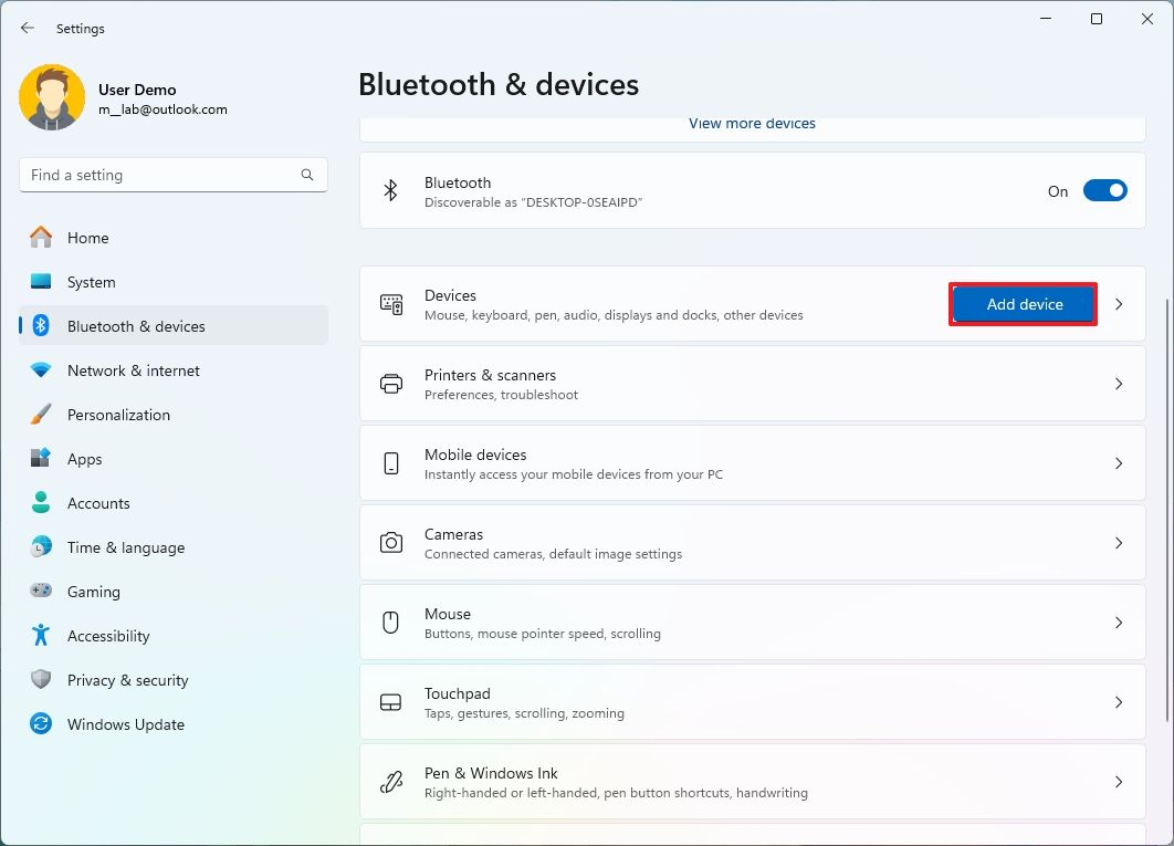Bluetooth add device