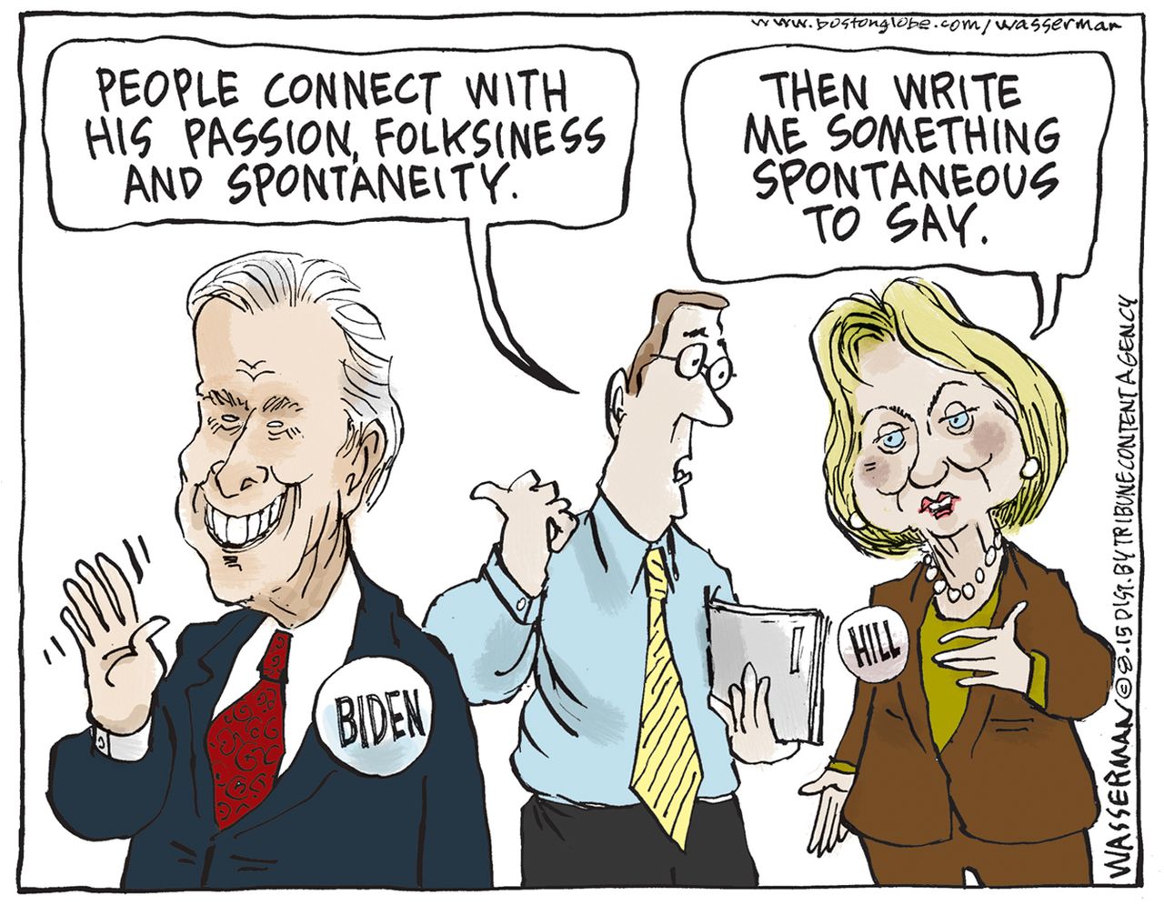 Political cartoon U.S. Clinton Biden 2016