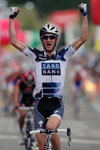 Frank Schleck (Saxo Bank) wins stage 3 of the Tour de Suisse.