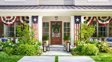 a porch decorated for 4th of July