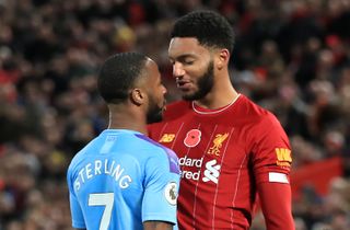 Joe Gomez and Raheem Sterling clashed during Liverpool's win over Manchester City on Sunday