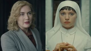 Kate Winslet and Mia Threapleton in a side-by-side photo.