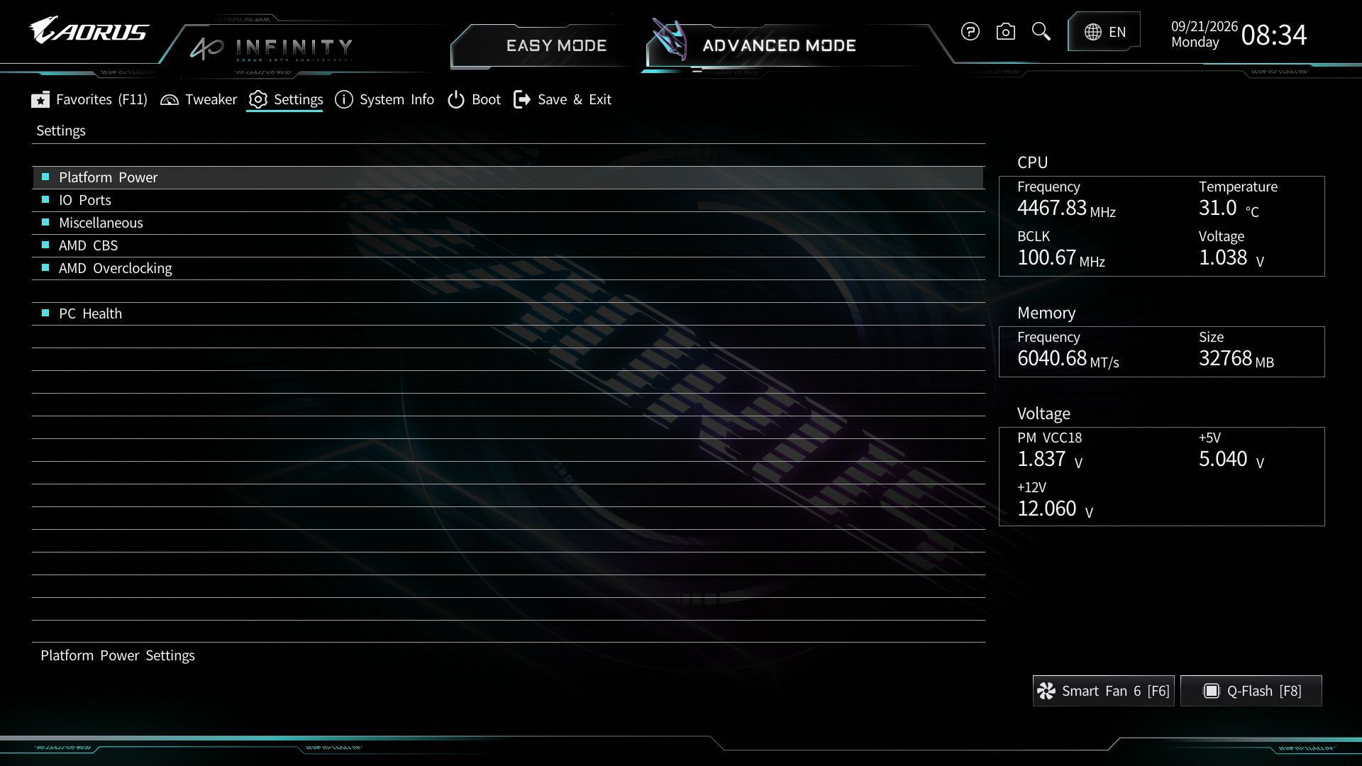 Gigabyte X870 Aorus Infinity - BIOS images
